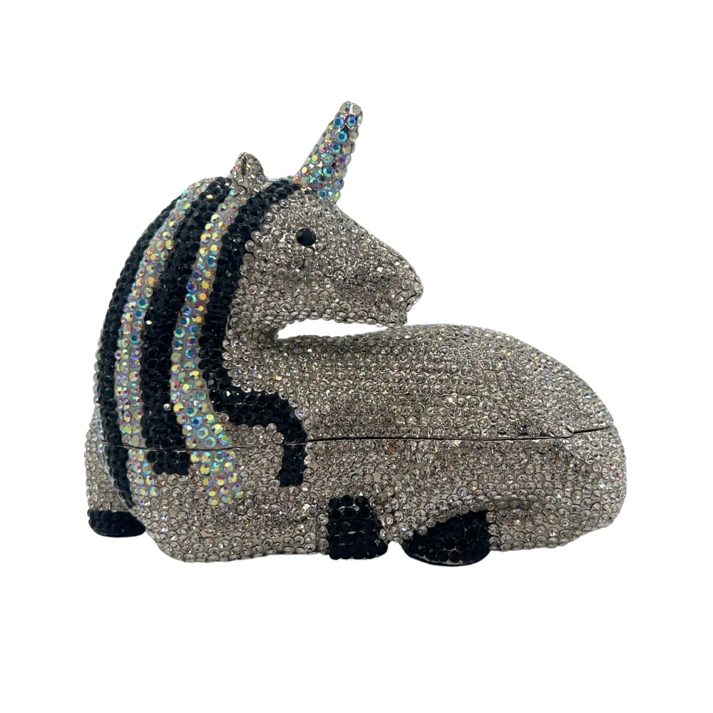 Nuevo unicornio animal diamante bolso de banquete diamante de mano bolso de mujer embrague unicornio