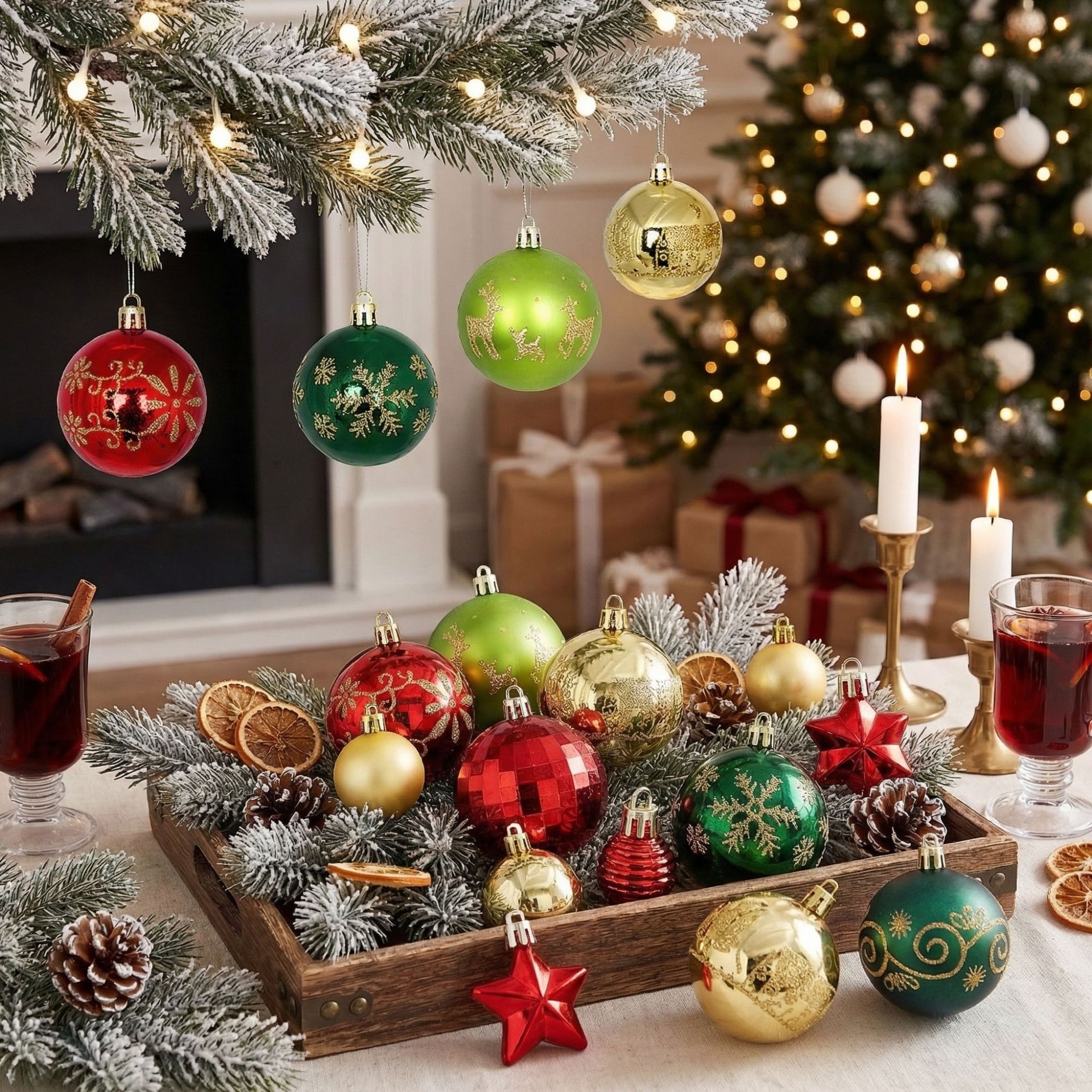 Juego de Esferas Navideñas Set de 44 Piezas 3-6 cm de Plástico Colgante para Árbol de Navidad image 2