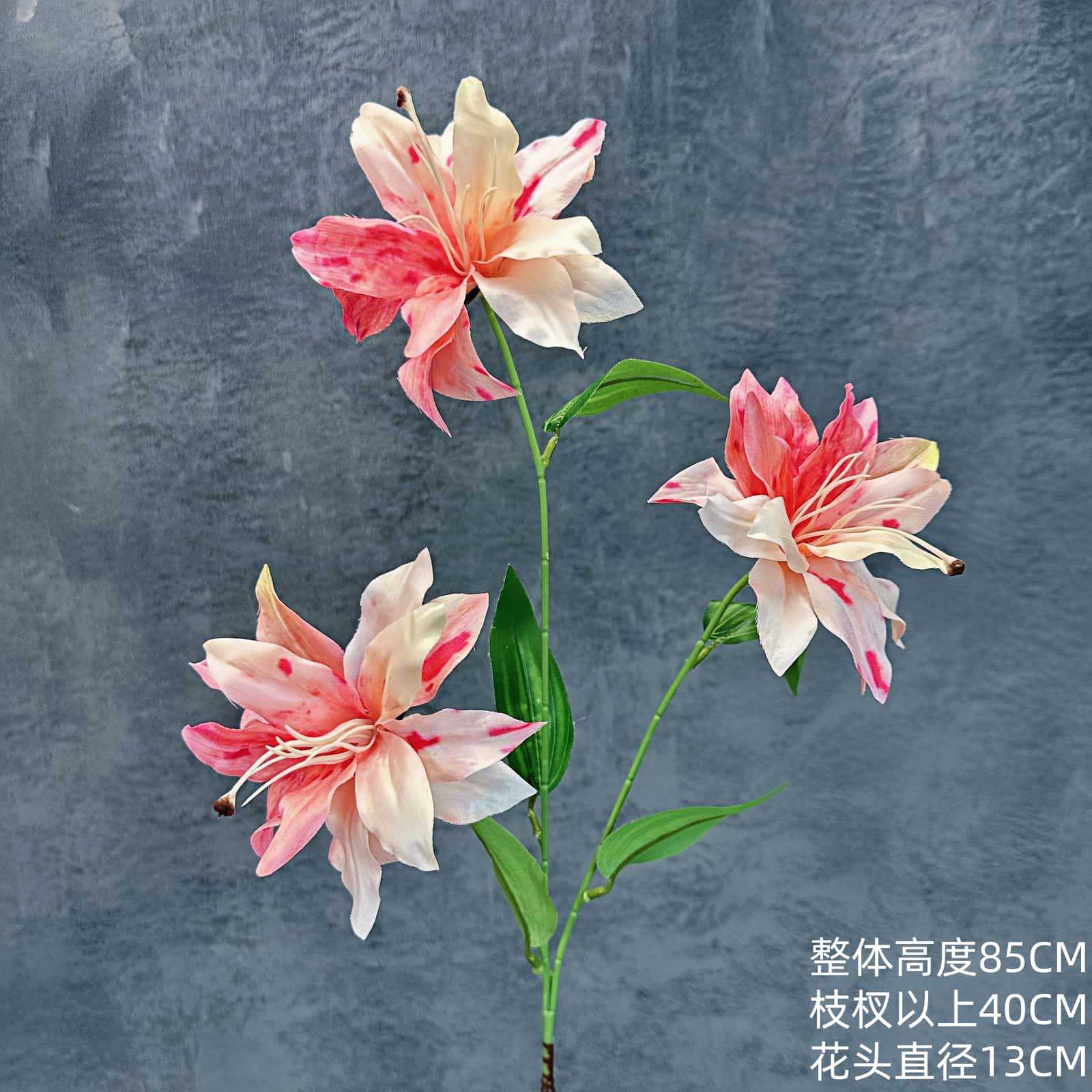 Impresión de flores de simulación 3 cabezas lirios decoración del hogar decoración de bodas decoración de flores falsas al por mayor