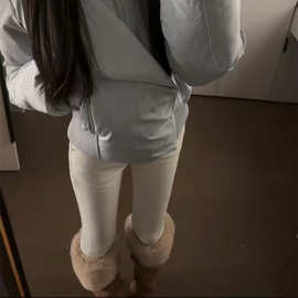 美式辣妹白色铅笔牛仔裤女2026春季高腰紧身显瘦提臀九分小脚靴裤