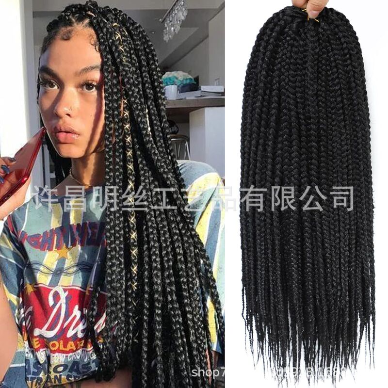 Cross-Border European and American African Hot-Selling Chemical Fiber Crochet Hair Three-Strand Braids Box Braids 3X Crochet Hair