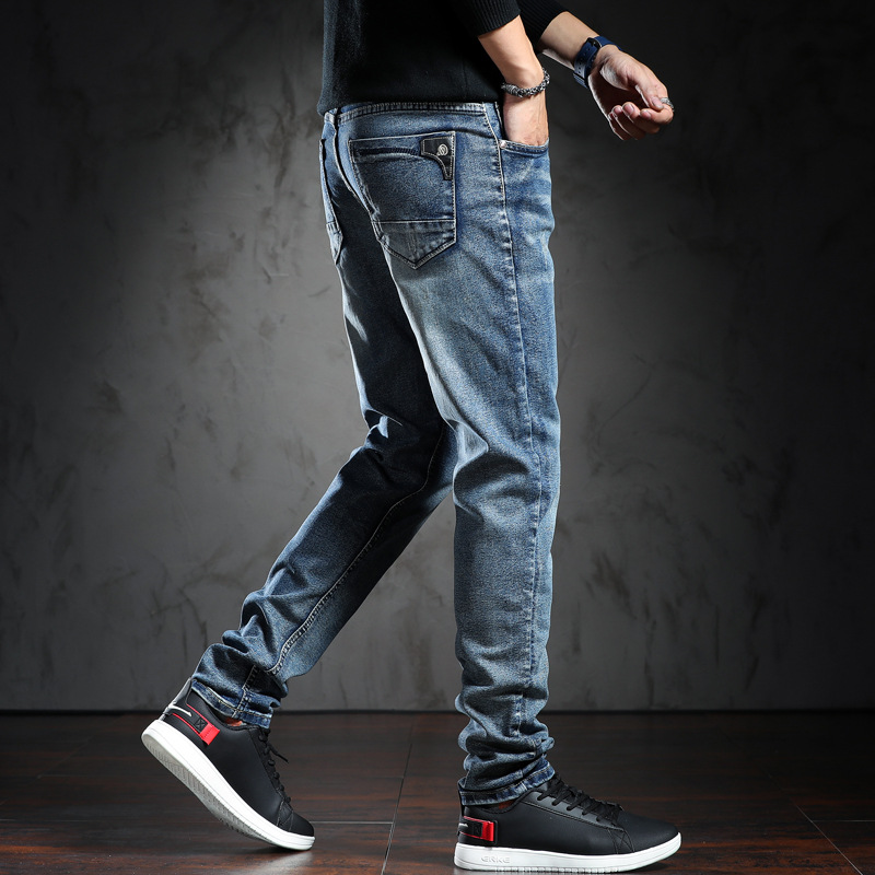 Autumn Men's Jeans 2021 Autumn and Winter Trendy New Loose Retro Long Pants Washed Straight Trousers for Men