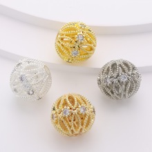 14K镀金保色微镶锆石镂空球隔珠水晶配件串珠手链项链diy配件饰品