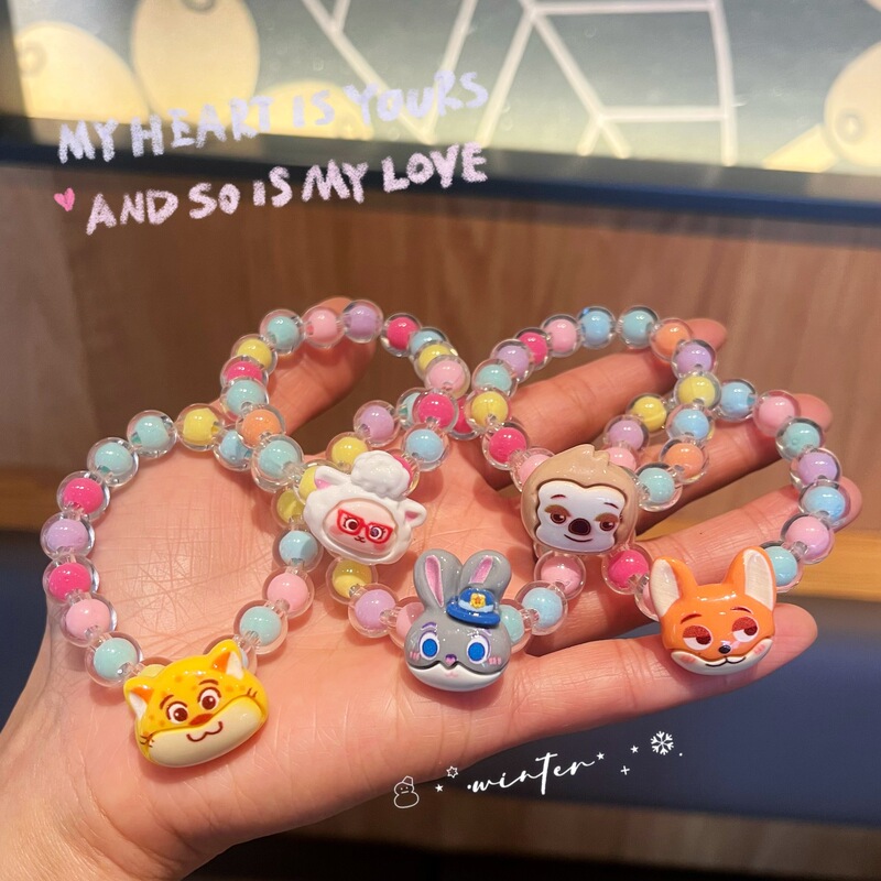 Children's Bracelet Cartoon Zootopia Jelly Color Beaded Cute Girl Student Couple Jewelry Bracelet