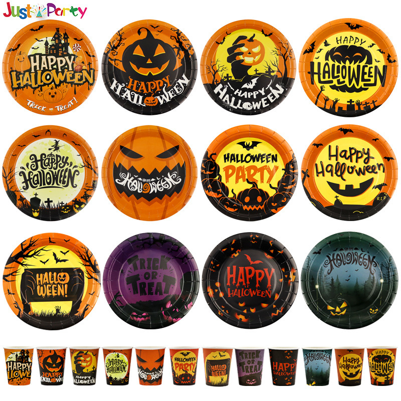 Halloween party Supplies Holiday party Paper Tray Paper Cup party party Halloween Disposable Paper Plate