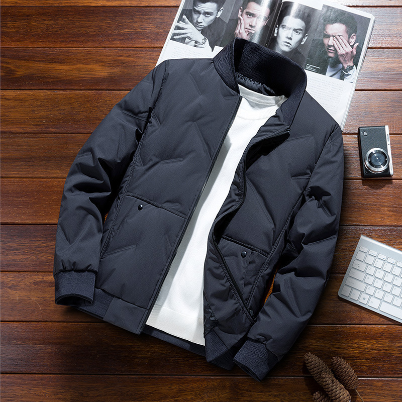 Chaqueta de pluma para hombres de invierno corto engrosado calentamiento chaqueta de beisbol hombre de negocios casual chaqueta chaqueta marca de moda