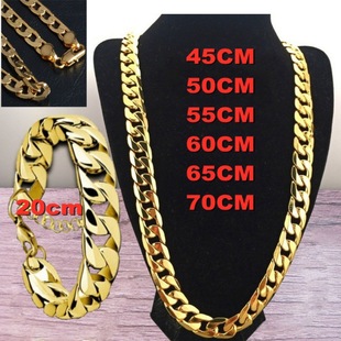 Wish explosions Europe and the United States new gold necklace plated 18K gold men's 6mm side NK chain necklace wholesale