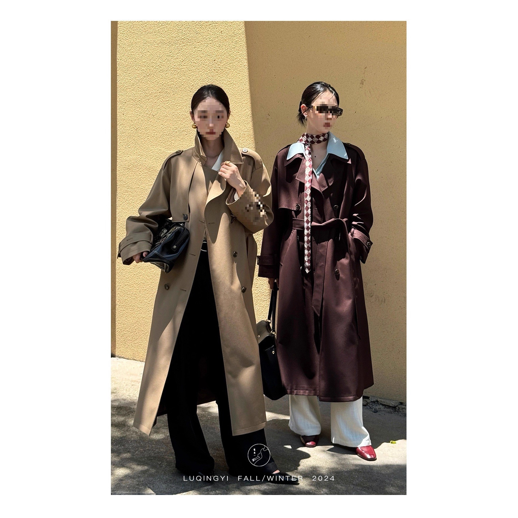 Luqingyi Original [True Self] High-End Double-Breasted Windbreaker Women's Mid-Length Spring & Fall British Style Jacket