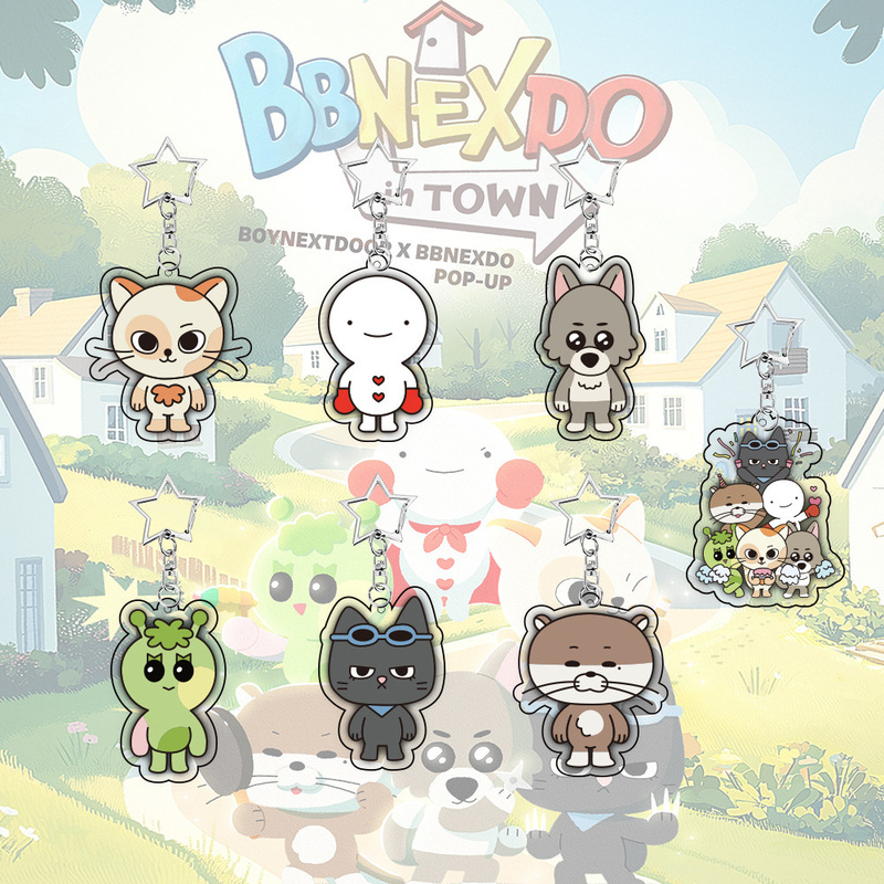 New in Stock: Boynextdoor Cute Cartoon Style Transparent Acrylic Bead Chain Keychain