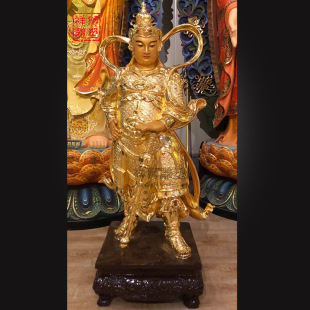 Xiangshi Manufacturer Supplies Pure Copper Gold-Plated Weituo Bodhisattva, Copper Carved Weituo Protector, Customized According to Drawings, Large Casting
