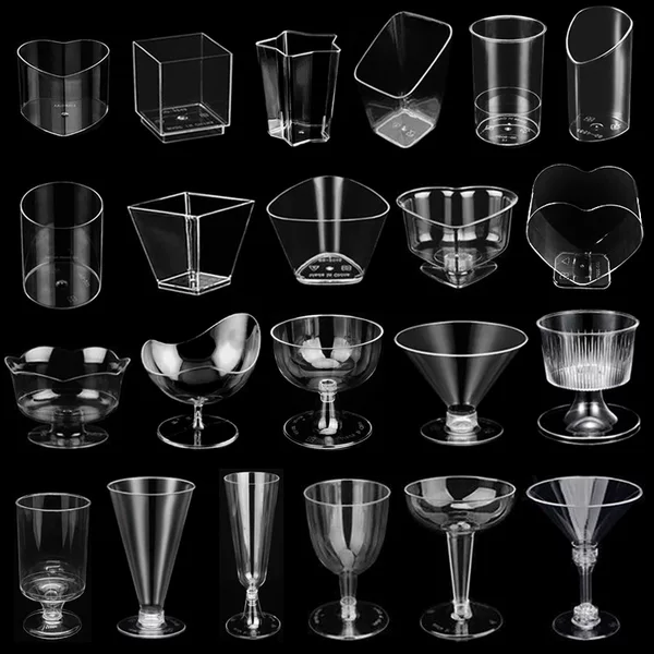 Cross-Border Popular Disposable Plastic Mousse Cups, Ice Cream Cups, Party Commercial Pudding Cups, Plastic Wine Glass Sets