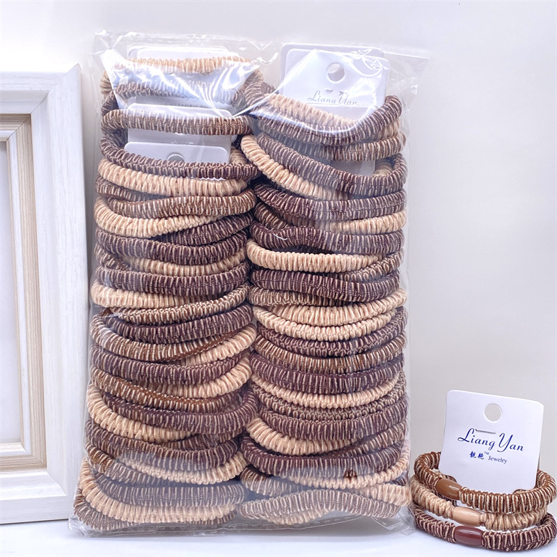 Traje de tarjeta cara sonriente oso etiqueta de cuero leche té color Banda para el cabello corbata de pelo de las mujeres banda de goma supermercado 2 yuanes tienda física accesorios para el cabello