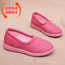 冬季棉拖鞋女加绒保暖舒适室内一脚蹬棉拖防滑软底包跟低帮月子鞋