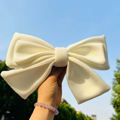 Motosiklet dəbilqələri Detachable Double-Layer Bow Decoration for - white