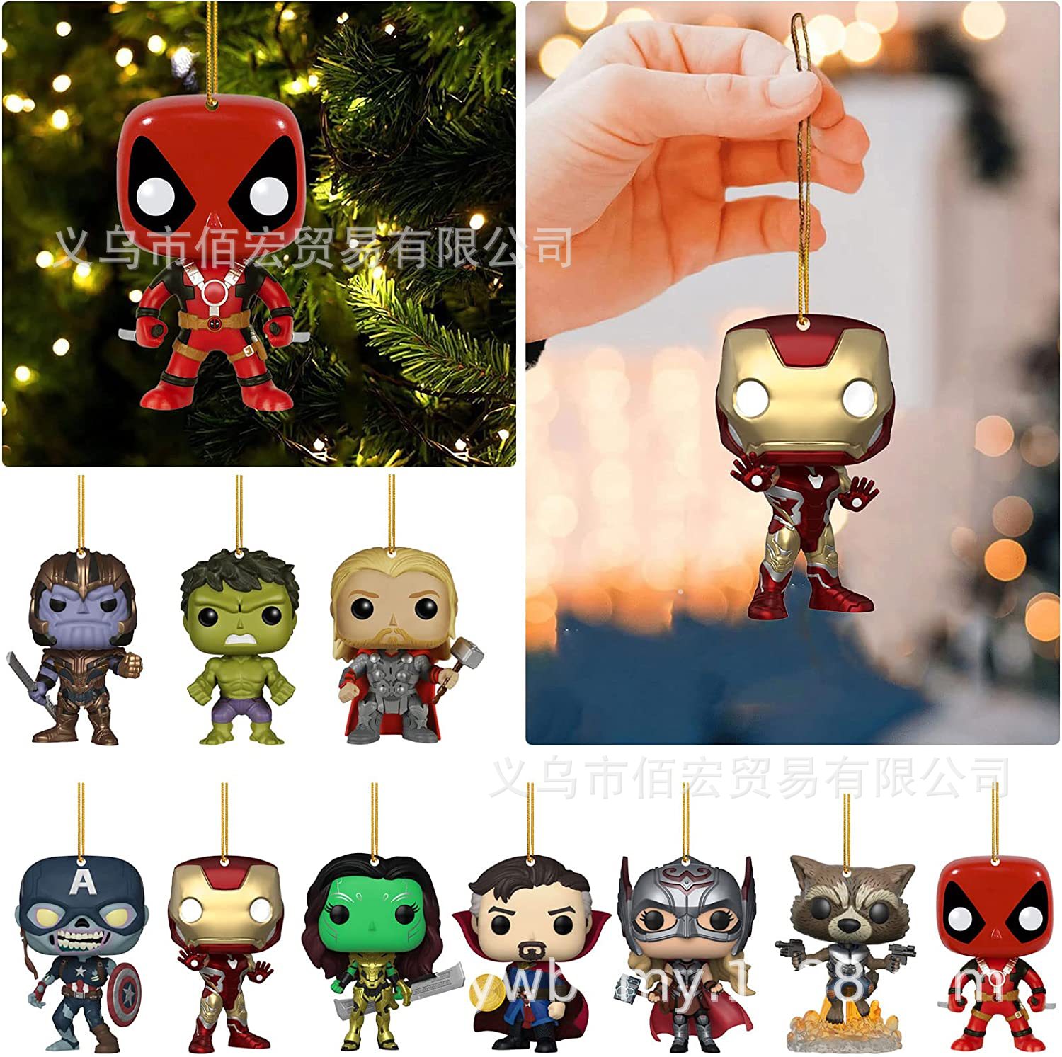 2023 nueva llegada Avenge Navidad colgando adornos árbol de Navidad héroe estatua colgante decoración del hogar Decoración del coche plana