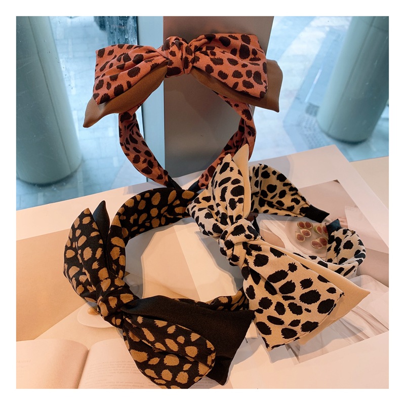New Leopard Dot Bow Headband display picture 3