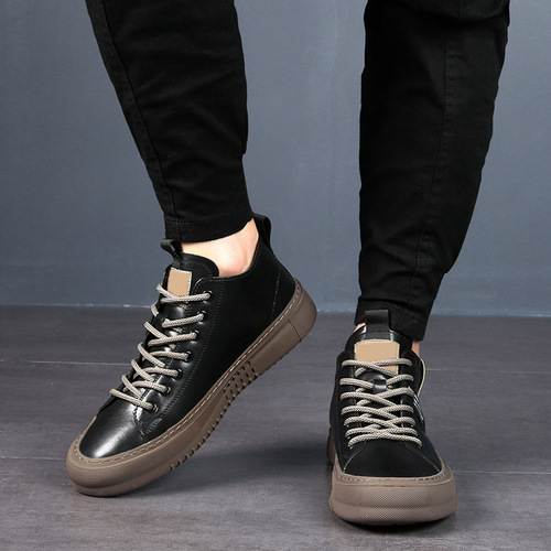 men's shoes autumn and winter new high-top shoes men's mid-top sneaker skate shoes casual leather white shoes fashionable shoes