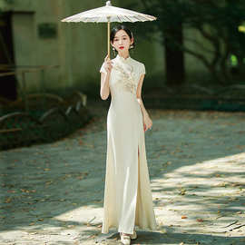 旗袍2026新款端庄大气走秀中国风长款优雅改良连衣裙舞台演出服