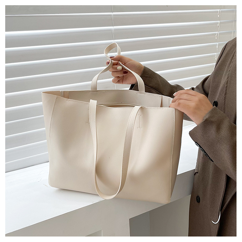 Simple Solid Color Large-capacity Portable Tote Bag Wholesale Nihaojewelry display picture 13