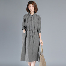 杭州四季青素素正品订长袖连衣裙女新款秋季气质妈妈格子裙子