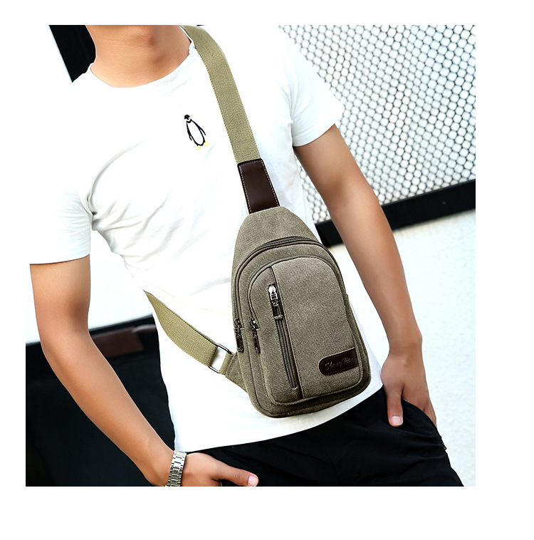 New men's chest bag, casual sports single-shoulder canvas bag, construction site work wear-resistant crossbody bag, cross-border wholesale bag undefined