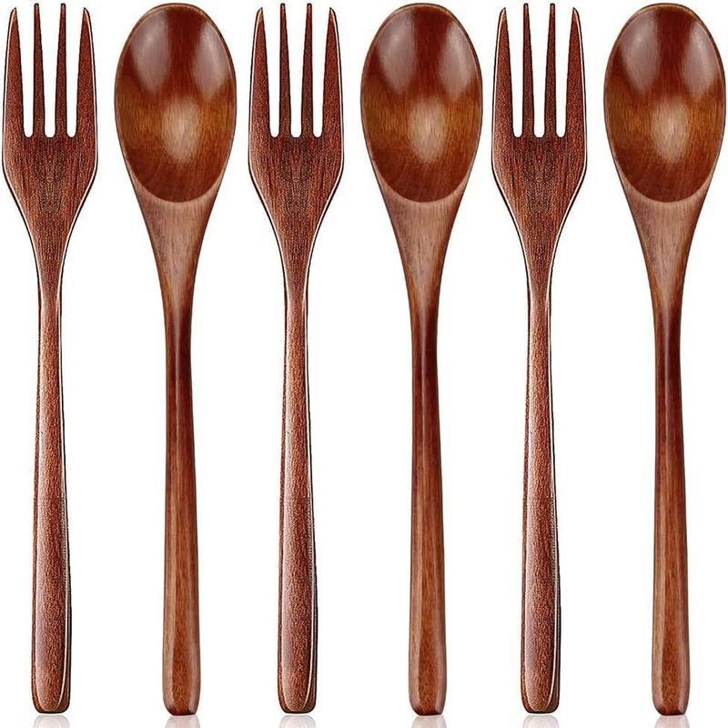 E 30312 Wooden Spoon Fork Chopsticks Set 木勺叉筷三件套