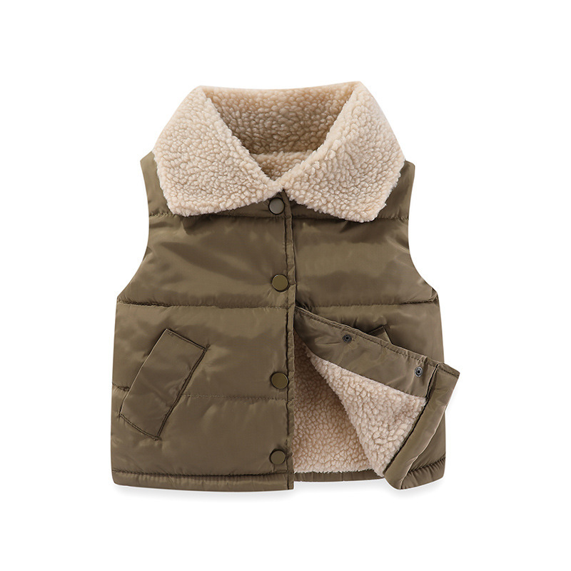 Chaleco de algodón para niños con forro polar para niños y niñas Chaleco de ropa exterior para niños mediano y grandes chaleco protector para niños Otoño e Invierno Nuevo