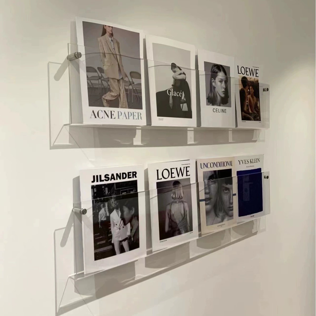 Креативная настенная Полка Стеллаж для книг с картинками акриловая стойка для журналов настенная витрина настенная книжная полка газетная стойка