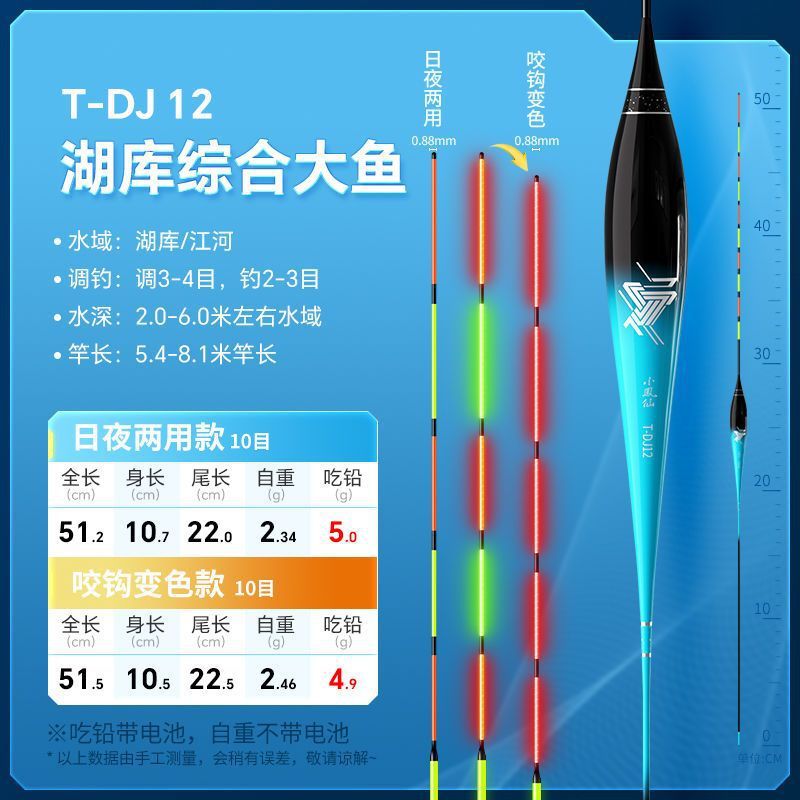 Nocturno flotante gancho de mordida decolor alta sensibilidad día y noche doble uso electrónico llamativo flotante salvaje carpa carpa flotante fábrica de comercio