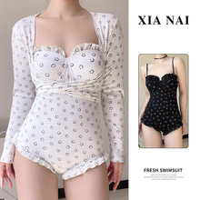泳衣新款比基尼两件套连体长袖防晒性感钢甜美时尚印花泳衣批发