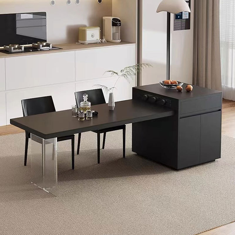 Foshan personalizada moderna simple tabla de roca completa tabla de comedor tabla de comedor de acero telescópico multifuncional tabla de comedor de bar de isla media