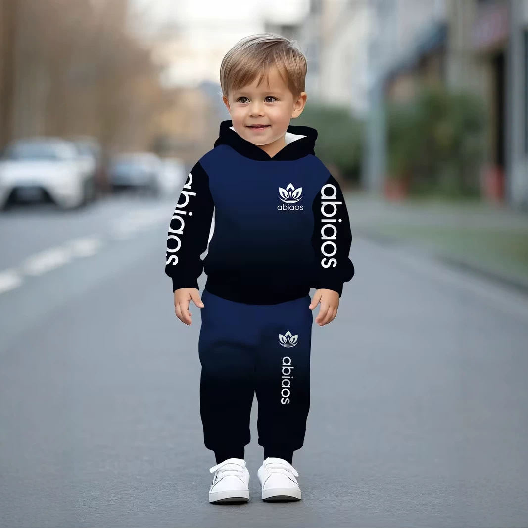 2026 Cross-Border Foreign Trade Amazon Bestseller: Letter 3D Print Boys' Hooded Sports Suit, New Fall/Winter Model