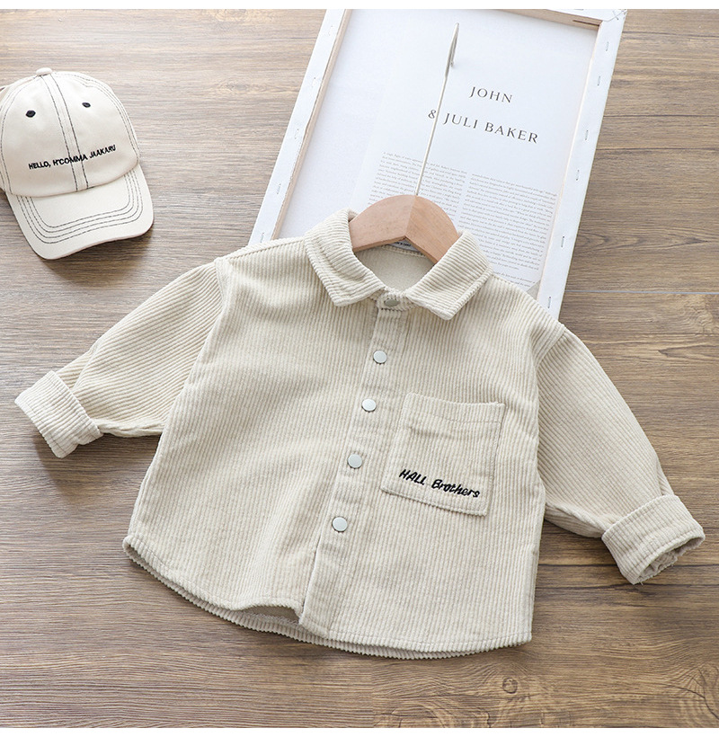 2023 nuevos niños abrigo de pana primavera y otoño camisa infantil de moda bebé cardigan casual entrega de una sola pieza