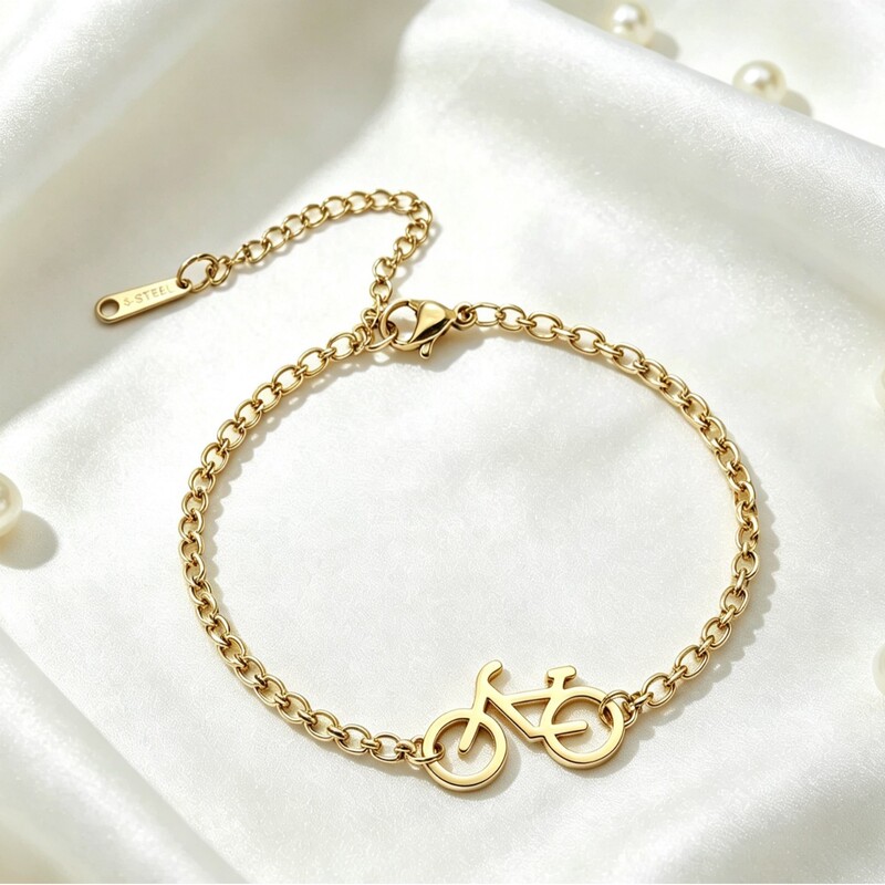 Cross-border fashion minimalist titanium steel cut-out hollow personalized bicycle pendant stainless steel bracelet, direct from the manufacturer Cross-border fashion minimalist titanium steel cut-out hollow personalized bicycle pendant stainless steel bracelet, direct from the manufacturer