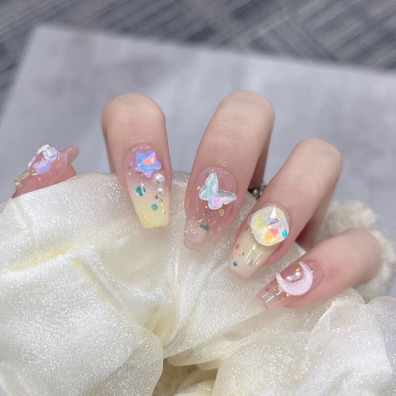 Handmade Wearable Nails Ice Transparent Dopamine Custard Sweet Girly Heart Manicure Phototherapy Removable Nails Waterproof Handmade Wearable Nails Ice Transparent Dopamine Custard Sweet Girly Heart Manicure Phototherapy Removable Nails Waterproof