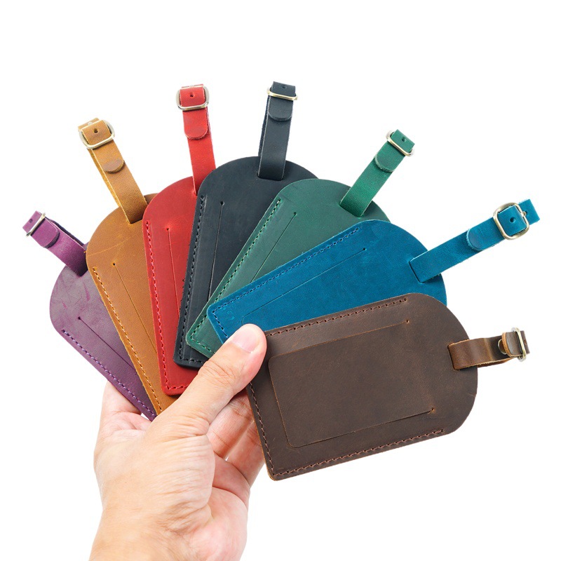 New first layer cowhide aircraft boarding pass creative suitcase tag consignment boarding leather luggage tag in stock