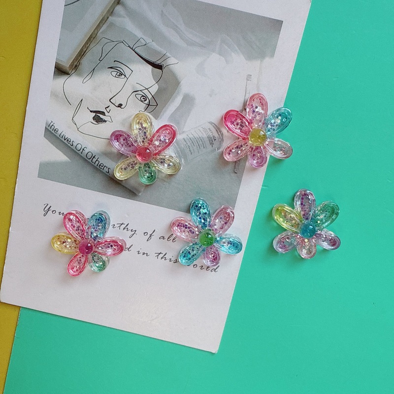 ファセットグラデーションスパンコール六弁花ジュエリーアクセサリー diy 樹脂アクセサリー diy 携帯電話ケースクリーム接着剤靴バックルアクセサリー|undefined