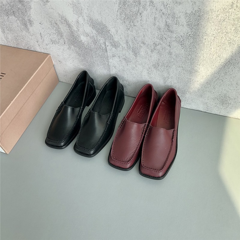 Exclusive retro women's shoes square toe flat