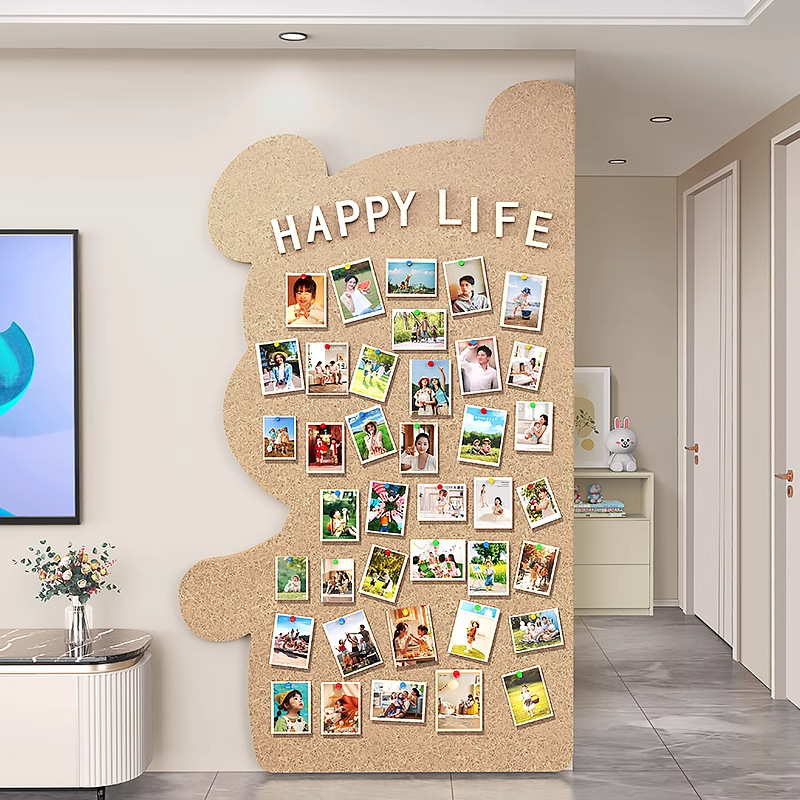 Felt board cute bear photo wall photo background board display board non-perforated creative decorative self-adhesive cork board
