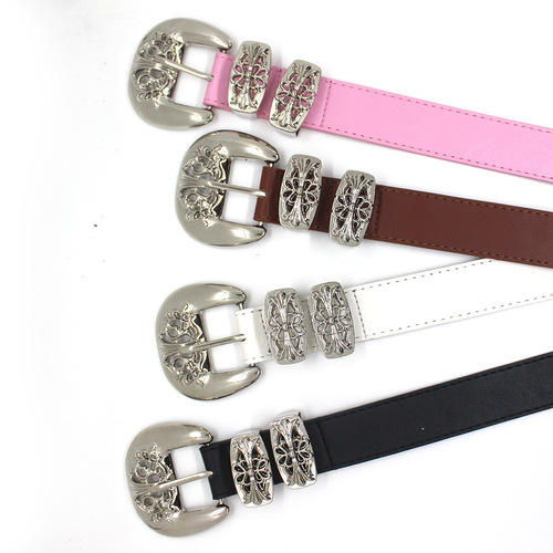  New Hollow Carved Cross Buckle Belt Ins Internet Celebrity Fashion Versatile Women's Decorative Skirt Pants Belt