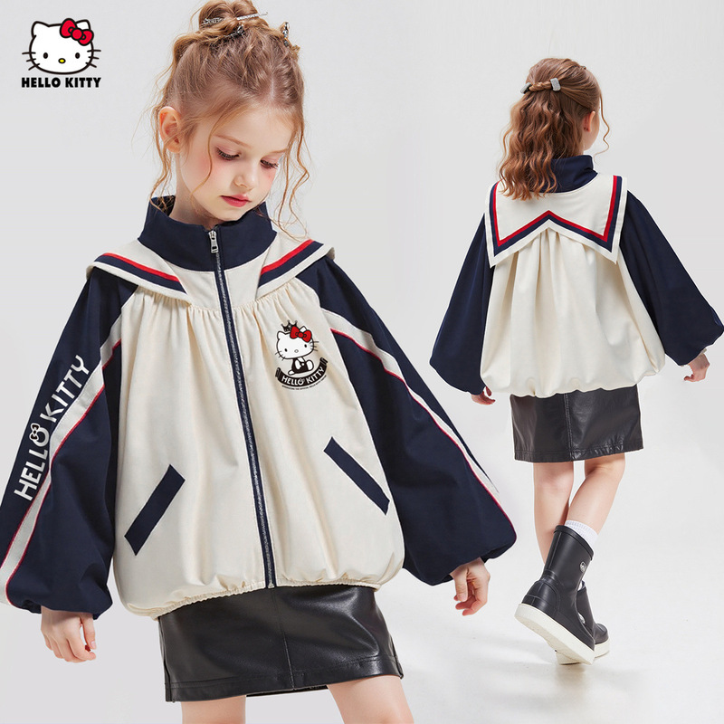 Hellokitty Girls Autumn Sweet Cool Jacket Contrast Color Jacket 2025 New Hello Kitty Sports Style Jacket