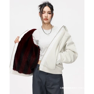 飞顺2026翻领皮衣双面穿外套男秋冬季新款男女高级感加毛款双面穿