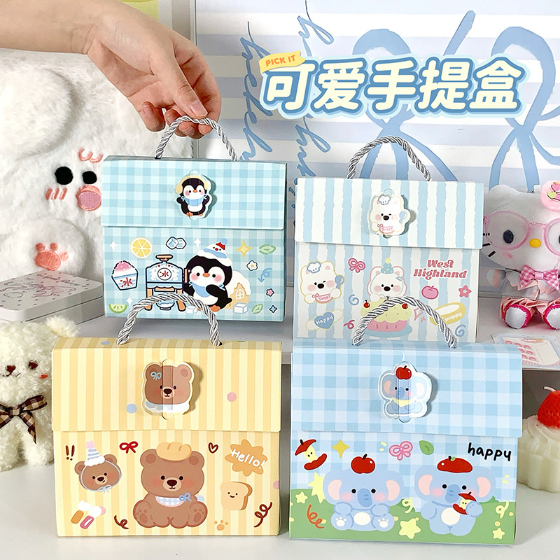 可爱小狗手提包装盒空盒卡通礼盒糖果司康烘焙曲奇饼干礼盒手提