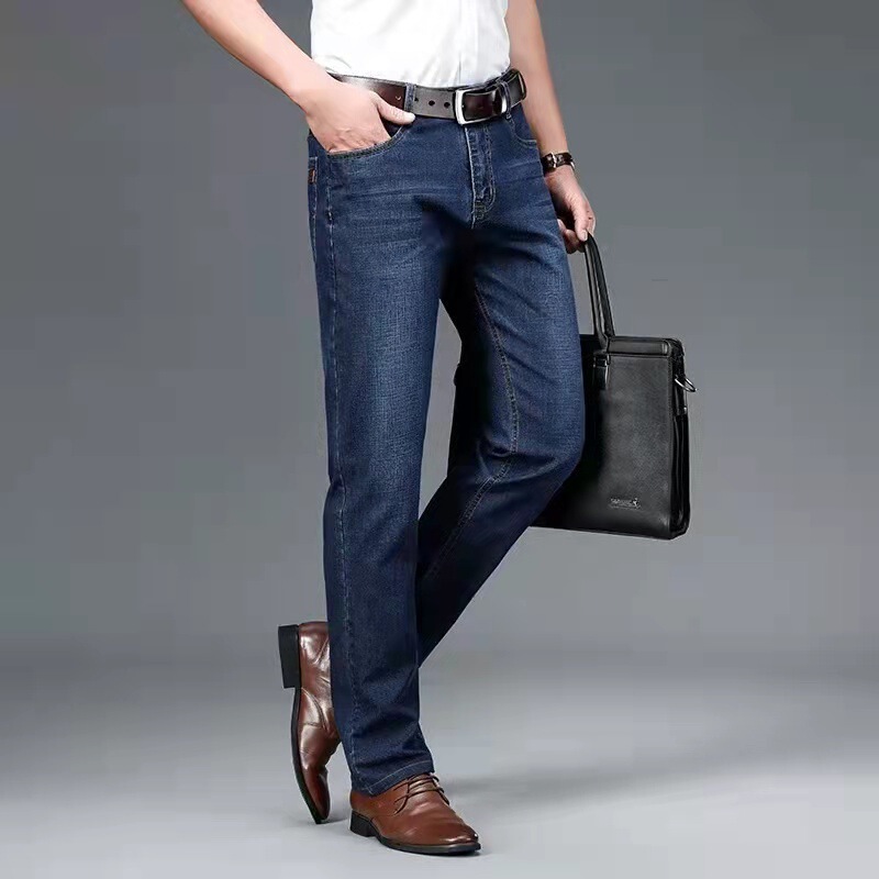 Wholesale New Blue Jeans Men's Autumn and Winter Elastic Loose Straight Trendy All-match Casual Long Pants for Men