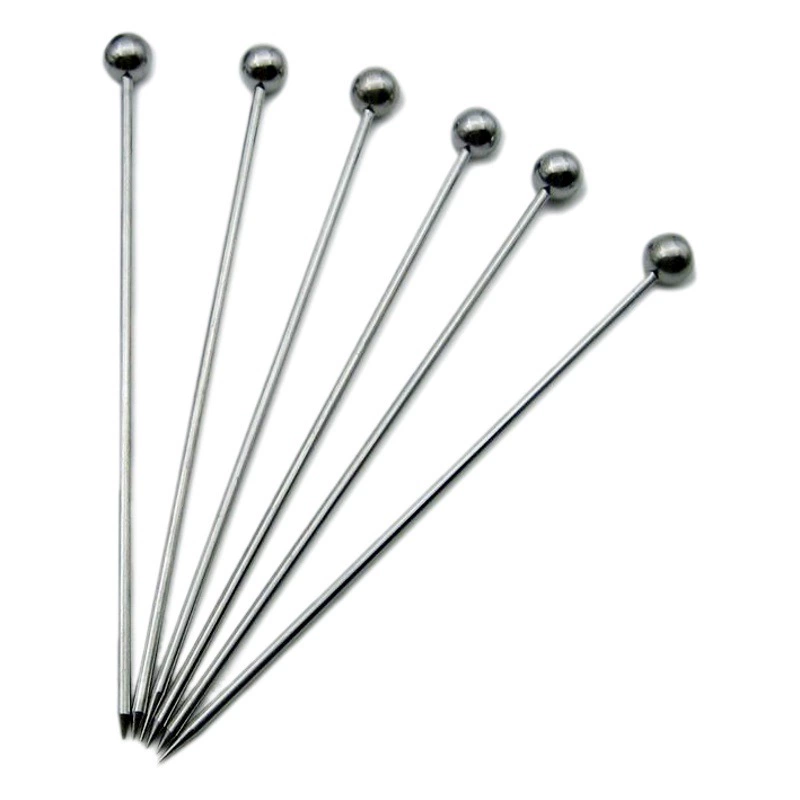 Украшение для напитков, выбор для вина, фруктовые наборы из нержавеющей стали 304, круглые бусины, оливковые иглы, фруктовые иглы, иглы для коктейлей Мартини