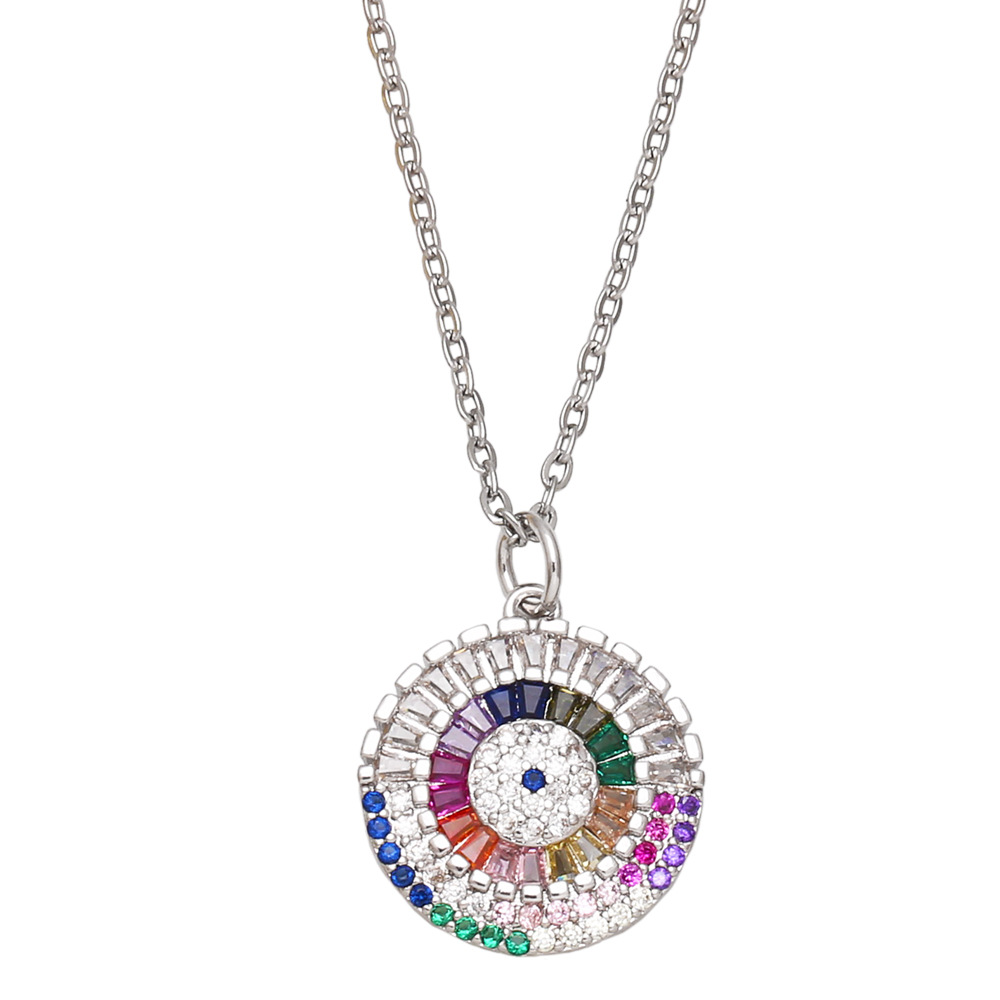 Fashion Round Copper Pendant Necklace Inlay Zircon Copper Necklaces