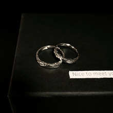 冰川999纯银戒指情侣对戒足银可调节情侣款一对刻字纪念礼物