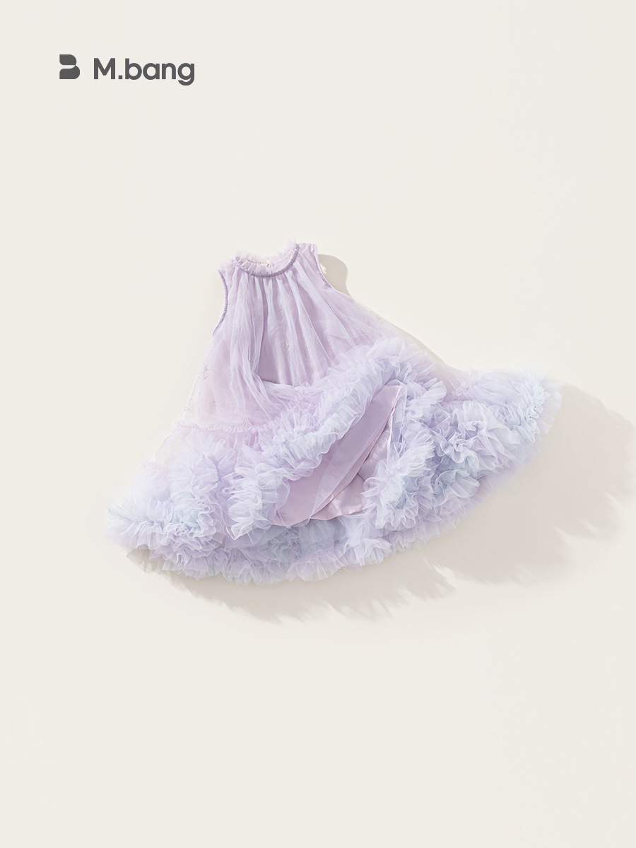 Ropa para niños Youbao Verano Vestido de princesa para niños Ropa de rendimiento Vestido sin mangas con orejas de madera para niñas Falda tutú de malla