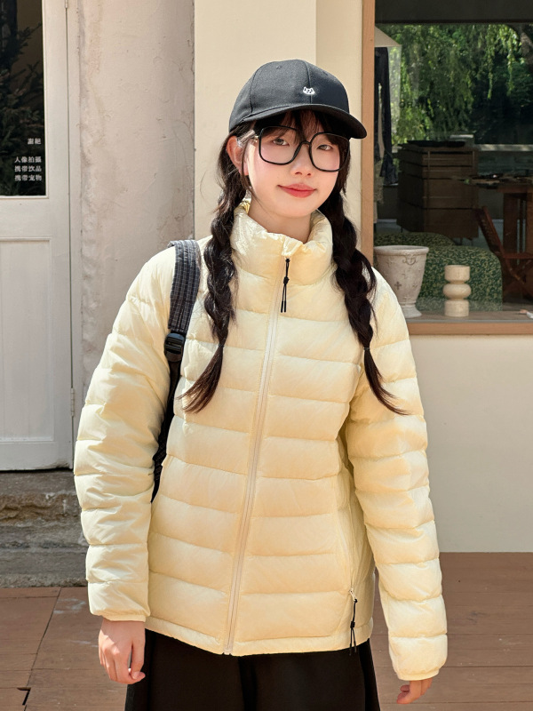 排骨轻薄羽绒服女短款2025新款立领90白鸭绒保暖户外休闲冬季外套|undefined