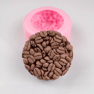 咖啡豆造型圆形手工皂模 香薰石膏蜡烛翻糖慕斯巧克力硅胶模具